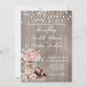 Elegante rustieke houten Rozen Country Wedding Kaart (Voorkant)