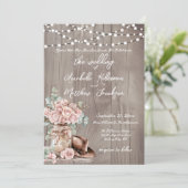 Elegante rustieke houten Rozen Country Wedding Kaart (Staand voorkant)