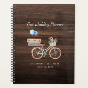 Elegante Rustieke Houten Vintage Fiets Bruiloft Planner