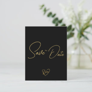 Elegante Rustieke Houten Zwarte en Glanzende Save Notitiekaartje