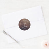 Elegante Rustieke Houtstructuur Gebogen Huwelijk Ronde Sticker (Envelop)
