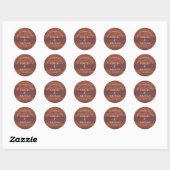 Elegante Rustieke Houtstructuur Gebogen Huwelijk Ronde Sticker (Vel)