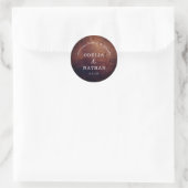 Elegante Rustieke Houtstructuur Gebogen Huwelijk Ronde Sticker (Tas)