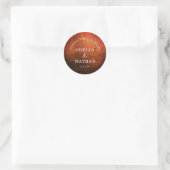 Elegante Rustieke Houtstructuur Gebogen Huwelijk Ronde Sticker (Tas)