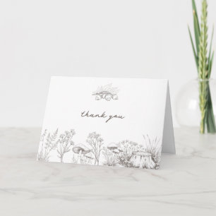 Elegante Rustieke Huwelijk Bos Bosland Bloemrijk Bedankkaart