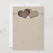 Elegante rustieke jute en kanten bruiloft kaart (Achterkant)