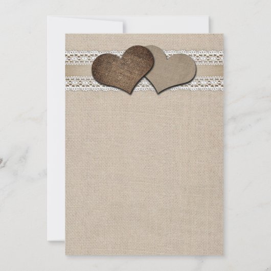 Elegante rustieke jute en kanten bruiloft kaart (Achterkant)
