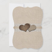 Elegante rustieke jute en kanten bruiloft kaart (Achterkant)