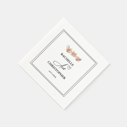 Elegante rustieke kalligrafie | Bloei trouwdatum Servet (Hoek)