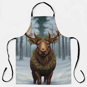 Elegante rustieke Kerst eland winterlandschap Schort
