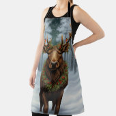 Elegante rustieke Kerst eland winterlandschap Schort (Insitu)