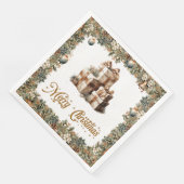 Elegante rustieke kerst holly en gouden cadeaus servet (Hoek)