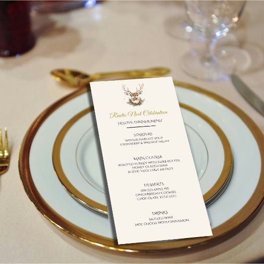 Elegante Rustieke Kerst Noël Diner Menukaart