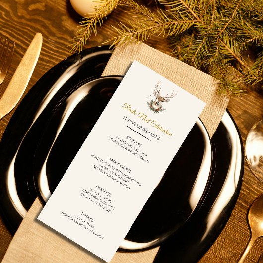 Elegante Rustieke Kerst Noël Diner Menukaart