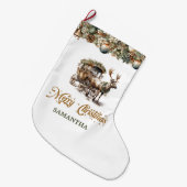 Elegante rustieke kerst rendieren en koets grote kerstsok (Voorkant (Hangend))