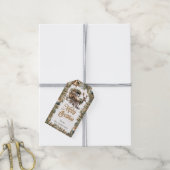Elegante rustieke kerst rendieren en slee cadeaulabel (Met Touw)