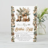 Elegante rustieke kerstfeest uitnodiging (Staand voorkant)