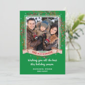 Elegante rustieke kerstfoto feestdagenkaart (Staand voorkant)