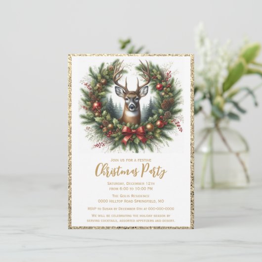 Elegante Rustieke Kerstherten Feestelijke Partij  Kaart (Staand voorkant)