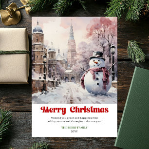 Elegante rustieke kerstscène kaart vintage stad