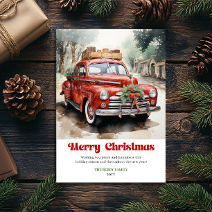 Elegante rustieke kerstscène vintage wenskaart feestdagenkaart