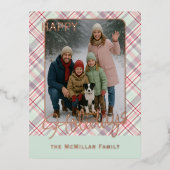 Elegante Rustieke Klasse Schotse Patroon Goud Folie Feestdagen Briefkaart (Voorkant)