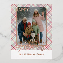 Elegante rustieke klassiekerig geplakt patroon gou folie feestdagen briefkaart