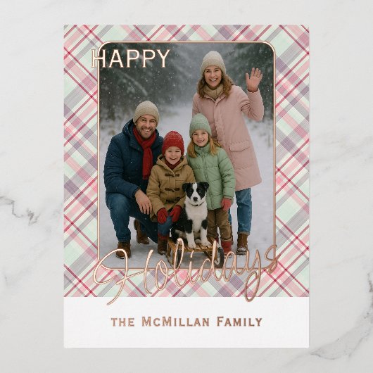 Elegante rustieke klassiekerig geplakt patroon gou folie feestdagen briefkaart (Voorkant)