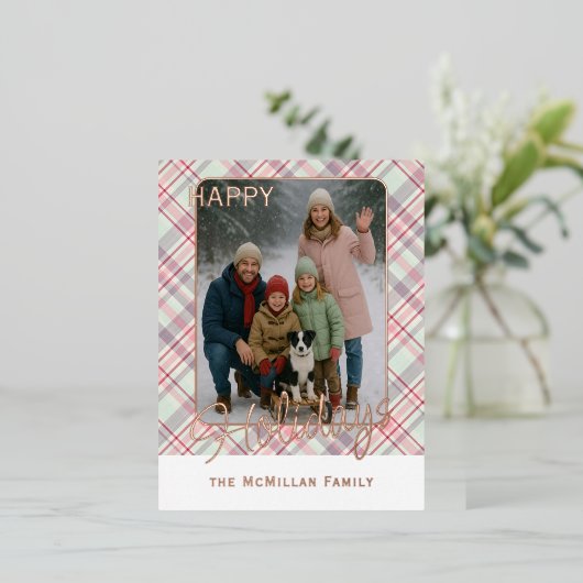 Elegante rustieke klassiekerig geplakt patroon gou folie feestdagen briefkaart (Staand Voorkant)