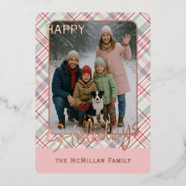 Elegante rustieke klassiekerig geplakt patroon gou folie feestdagenkaart