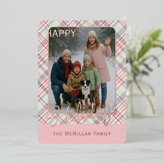 Elegante rustieke klassiekerig geplakt patroon gou folie feestdagenkaart (Staand Voorkant)