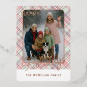 Elegante rustieke klassiekerig geplakt patroon gou folie feestdagenkaart (Voorkant)