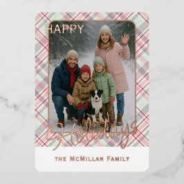 Elegante rustieke klassiekerig geplakt patroon gou folie feestdagenkaart