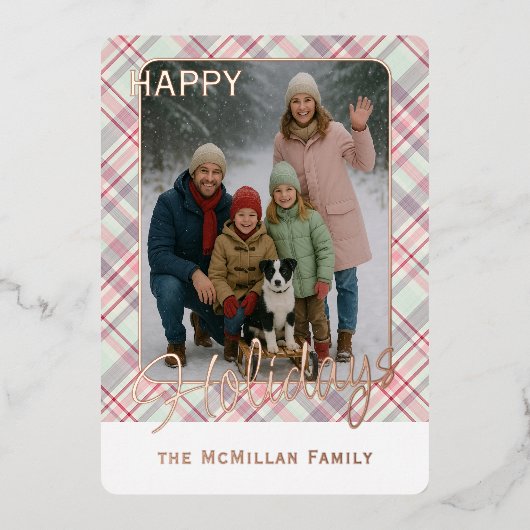 Elegante rustieke klassiekerig geplakt patroon gou folie feestdagenkaart (Voorkant)