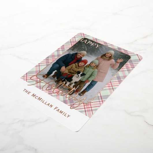 Elegante rustieke klassiekerig geplakt patroon gou folie feestdagenkaart (Gedraaid)