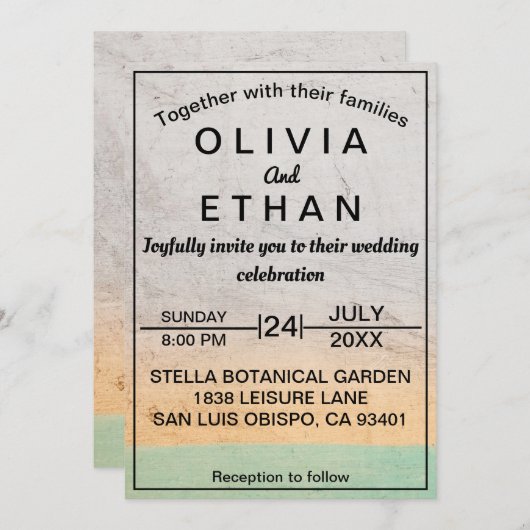 Elegante rustieke kleurrijke Abstracte bruiloft Kaart (Voorkant / Achterkant)