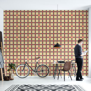 Elegante rustieke kleurrijke plaid behang
