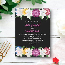 Elegante Rustieke Kleurrijke Rozen Zwarte Bloemen  Kaart