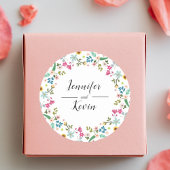 Elegante rustieke kleurrijke wilde bloem bruiloft ronde sticker