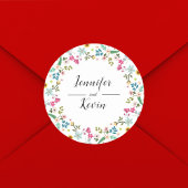 Elegante rustieke kleurrijke wilde bloem bruiloft ronde sticker