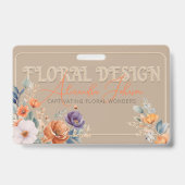 Elegante Rustieke Kraft Boho Bloemendesign Gehoogd Badge (Voorzijde)
