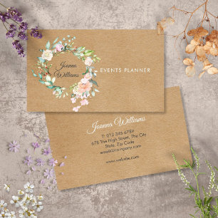 Elegante Rustieke Kraft Boho Rozen Guirlande Bloem Visitekaartje
