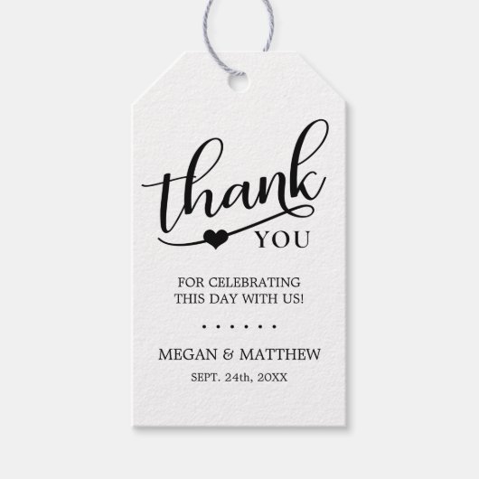 Elegante rustieke kraft DANK U hart bruiloft Cadeaulabel (Voorkant)