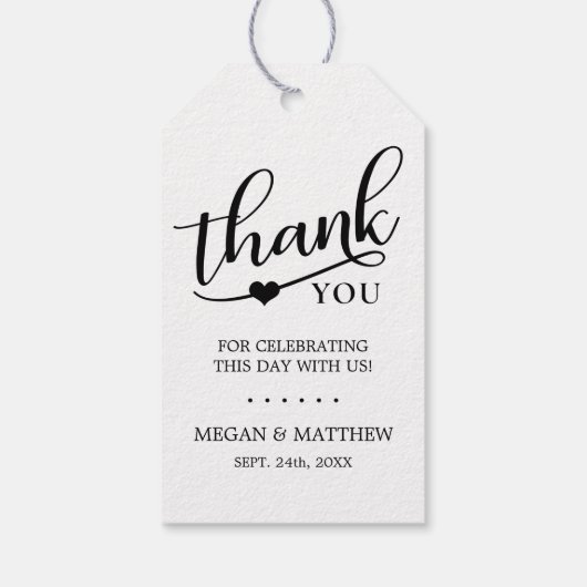 Elegante rustieke kraft DANK U hart bruiloft Cadeaulabel (Achterkant)