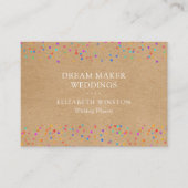 Elegante Rustieke Kraft Kleurrijke Confetti Visitekaartje (Voorkant)