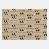 Elegante rustieke kraft monogrammed naam inpakpapier vel (Voorkant 2)