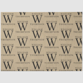 Elegante rustieke kraft monogrammed naam tissuepapier