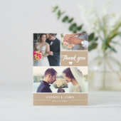 Elegante rustieke kraft | Trouwfoto Dank u wel Briefkaart (Staand voorkant)