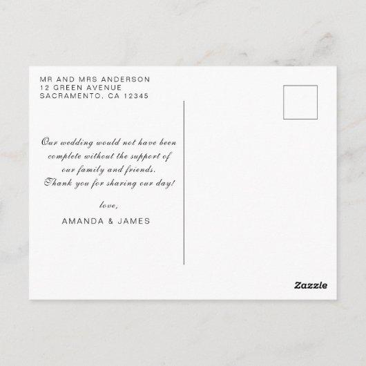 Elegante rustieke kraft | Trouwfoto Dank u wel Briefkaart (Achterkant)