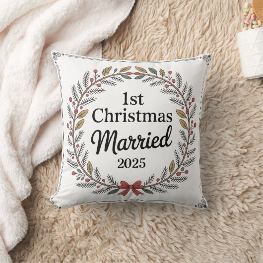 Elegante rustieke krans | 1e Kerstmis Getrouwd Kussen (Deken)